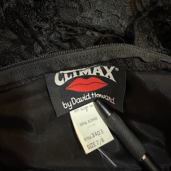 80s Climax Black Lace One Shoulder Party Dress Size XS - Picture 8 of 8